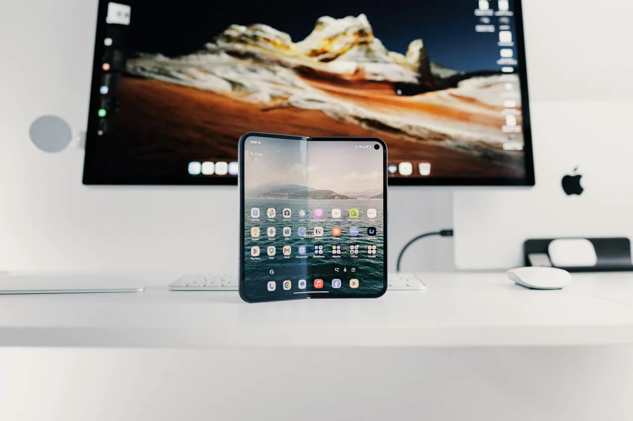 Google Pixel 9 Pro open standing on a table