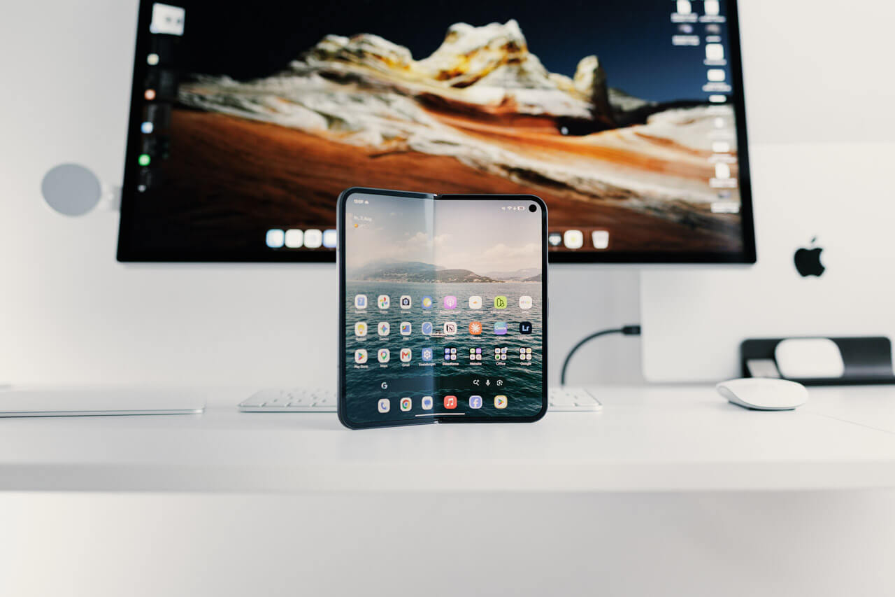 Google Pixel 9 Pro open standing on a table